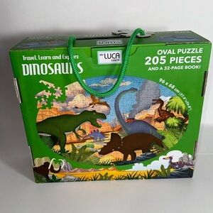 My LUCA Junior Oval Puzzle 205 Pieces& book Travel, Learn, Explore Dinosaurs